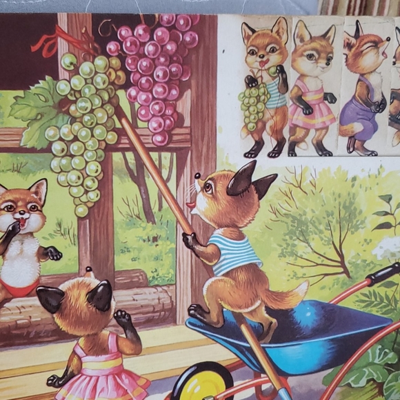 VTG Book "Ten Little Foxes" London Woodland Whimsical Animals OLD Hardboard Bird - Picture 6 of 16
